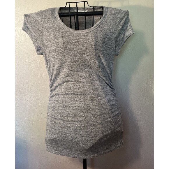 Women’s Market & Spruce Maternity T-Shirt Small Light Gray Short Sleeve Ruched - Picture 1 of 5